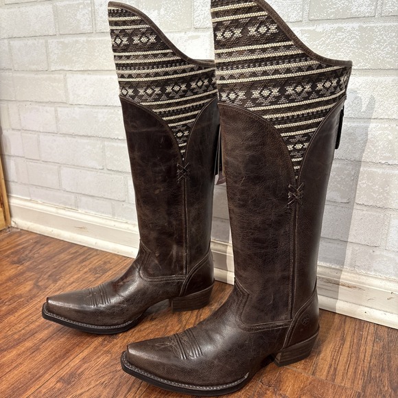 Ariat Shoes - NWT Ariat Caldera Western Brown Leather Boots Womens 8 Aztec Kneehigh Tribal